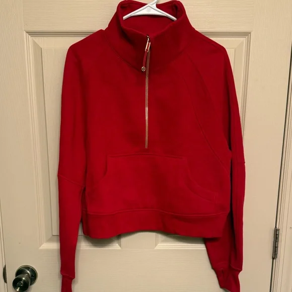 Lululemon Lunar New Year Scuba Oversized Funnel Neck Half Zip Dark Red XS/S - Picture 3 of 7